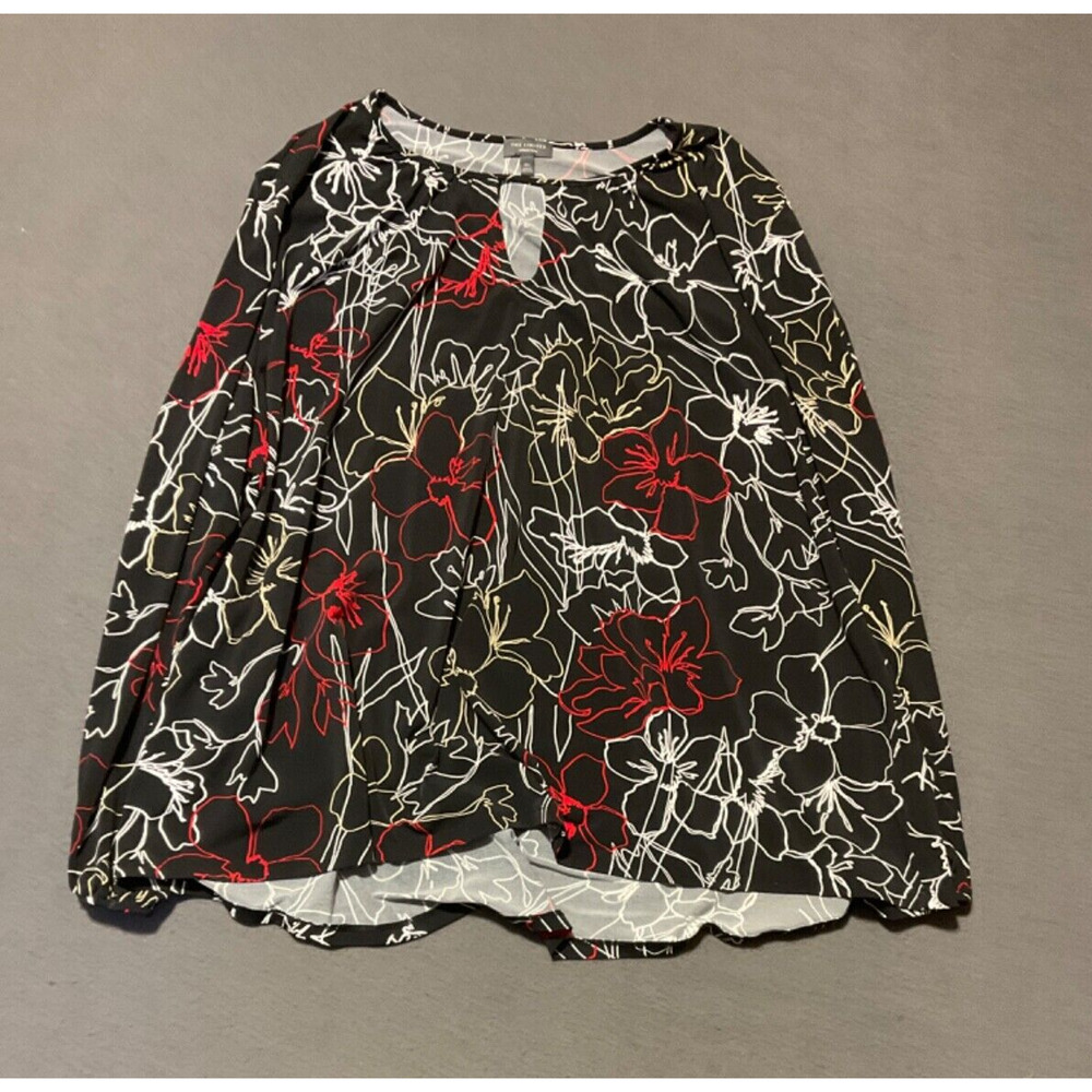 The Limited Collection 3X Blouse‎ Stretch Floral Print Keyhole Neckline Top